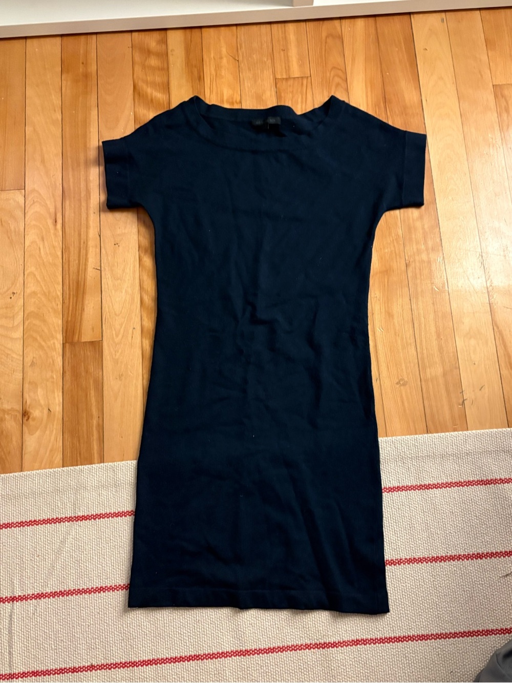 Fitted Short-Sleeve Navy Mini Dress